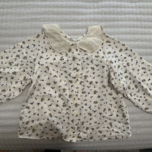 Zara Floral Embroidered Blouse 3-4 T - Picture 6 of 6